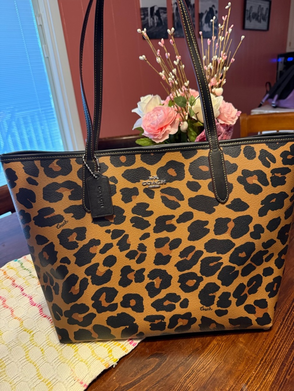 Coach Leopard-Print Reversible Big City Tote